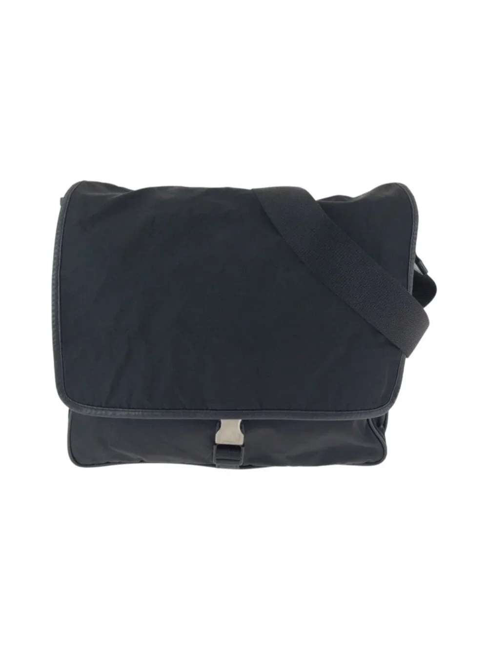 Prada Tessuto Black Silver Nylon Shoulder Bag